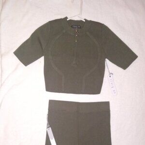 Olive green shorts set